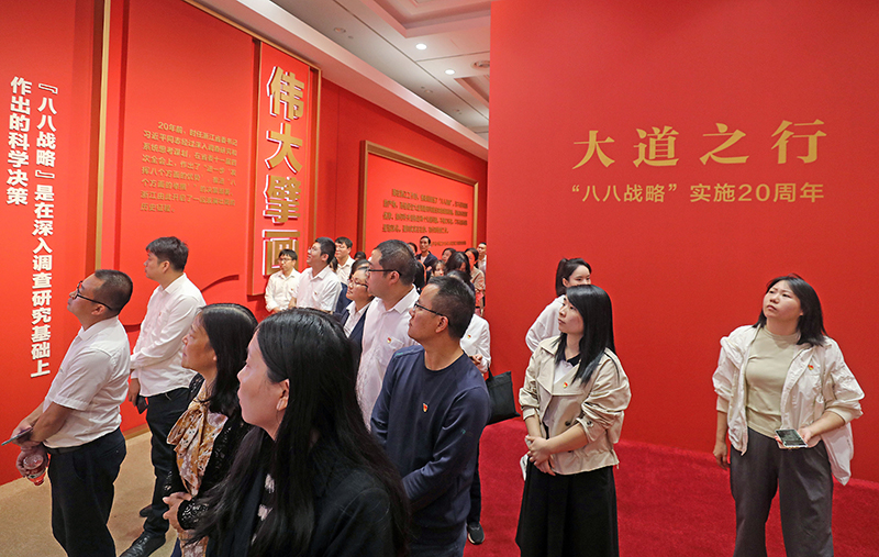 大道之行——“八八戰(zhàn)略”實(shí)施20周年大型主題展覽開(kāi)展以來(lái)，觀眾絡(luò)繹不絕。